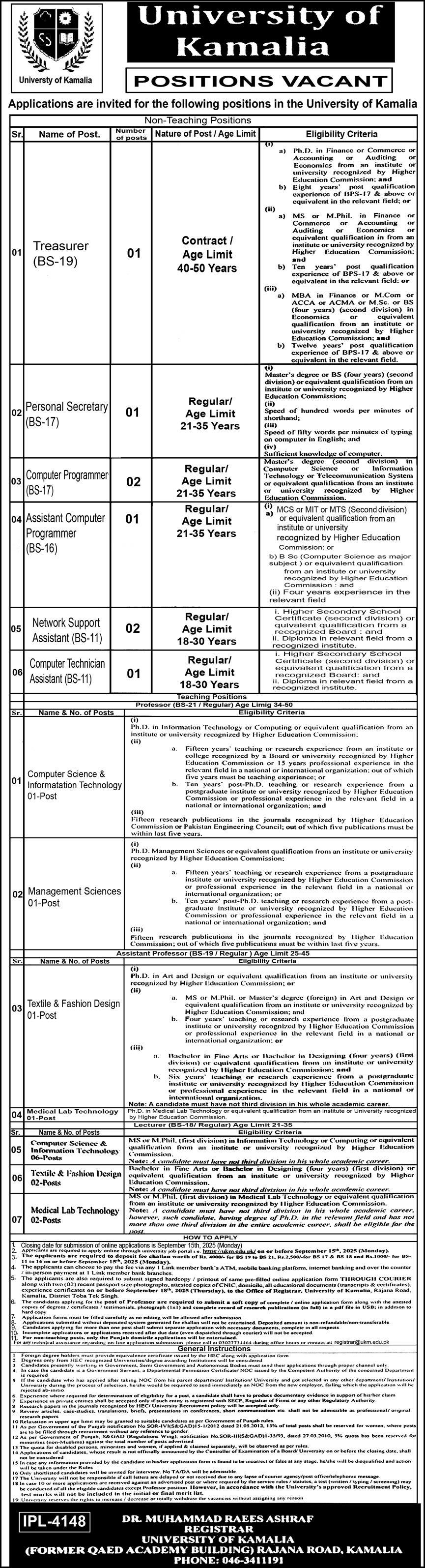 Jobs in University of Kamalia